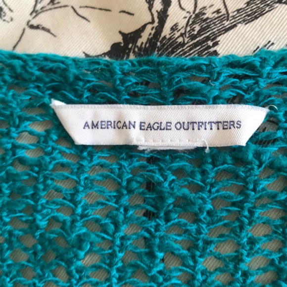 🌸BOGO FREE🌸AEO teal open weave sweater NWOT in XL - Picture 2 of 8